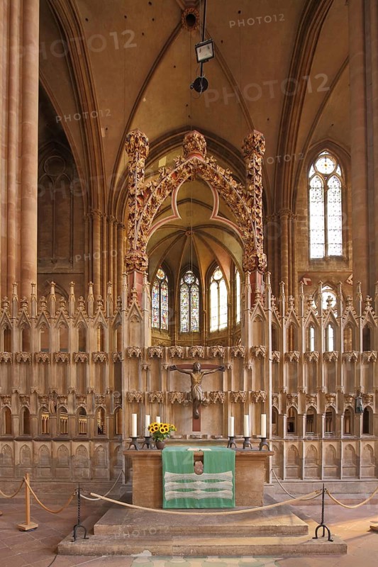 Interior view of the Gothic Elisabeth Church, Marburg, Hesse, Germany