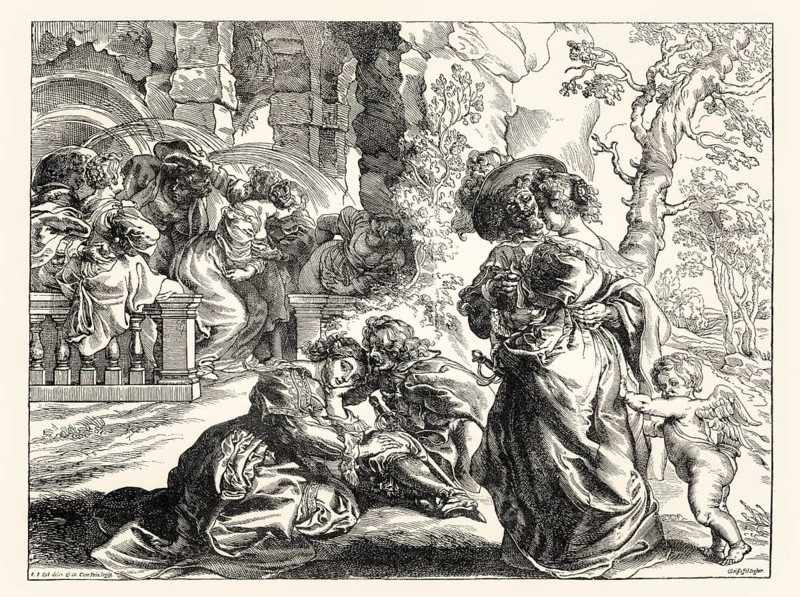 The Garden of Love, Christoffel Jegher after Rubens, 17th century, digitally restored