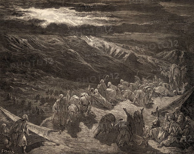 Law given to Moses at Sinai, woodcut by Gustave Doré