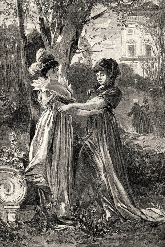 ACT IV., SCENE IV., Eugenie, Governess, scene from THE NATURAL DAUGHTER, DIE NATÜRLICHE TOCHTER, by Johann Wolfgang von Goethe