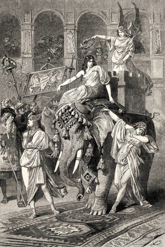 The Graces, victory, fear, hope and prudence, Florentine carnival, Faust II, first act, by Johann Wolfgang von Goethe