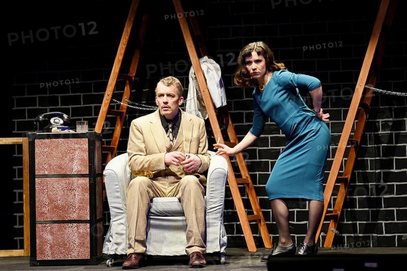 Johannes Kalle shepherd and Mascha Stummer, The 39 Steps, photo sample of the crime comedy on 18.03.2026, premiere at the Berliner Kriminaltheater, Berlin, 02.04.2026