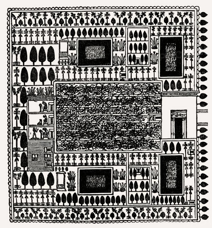 The Garden of Sennefer, Mayor of Thebes City, 18th Egyptian Dynasty, garden site plan by Johnston