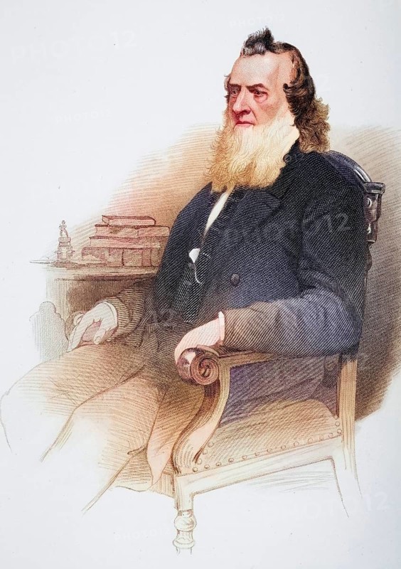 Gideon Welles, 1802 to 1878, United States Secretary of the Navy under Presidents Abraham Lincoln and Andrew Johnson. After a photograph by Matthew Brady, Historic, digitally restored reproduction from a 19th century original, Record date not stated