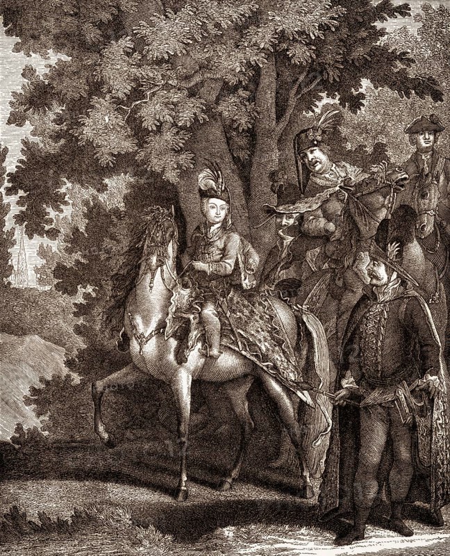 Joseph II, Emperor of Germany, 1741-1790, learning to ride at the age of six