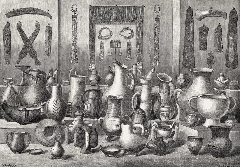 Archaeological excavation of Hisarlik or Troy, by Heinrich Schliemann, Anatolia, Turkey, 19th century
