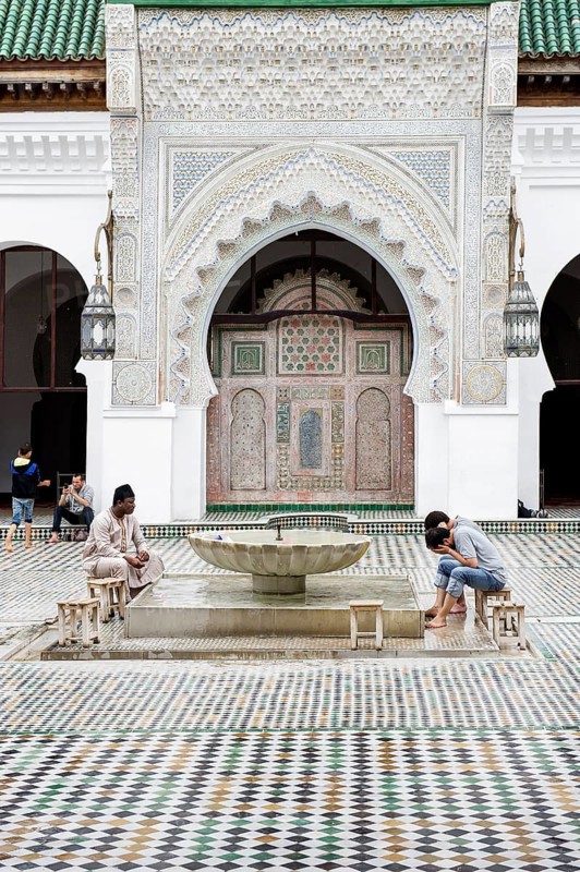 Courtyard of the Medersa Attarine Koran School, Fez El Bali, Medina, UNESCO World Heritage Site, Fez, Morocco