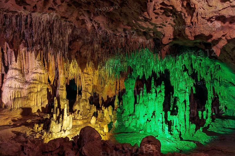 Limestone rock formations in a cave at Florida Caverns State Park in the Florida panhandle near Marianna