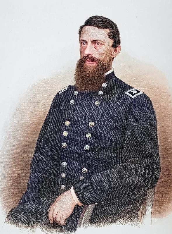 George Stoneman (born 22 August 1822 in Busti, Chautauqua County, New York, died 5 September 1894 in Buffalo, New York) was an American officer and politician. After a photograph by Matthew Brady (1824-1896), Historical, digitally restored reproduction from a 19th century original, Record date not stated