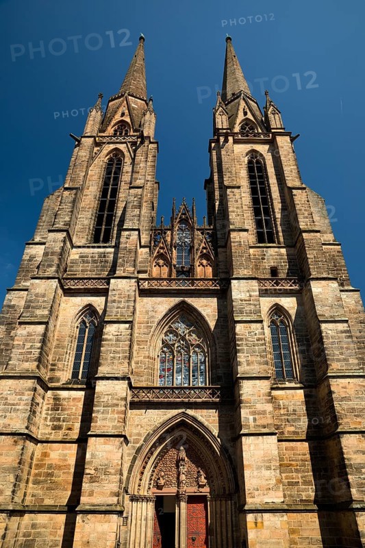 Western two-tower complex of the Elisabethkirche, Marburg an der Lahn, Hesse, Germany
