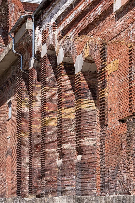 Detail of the masonry of the Congress Hall in the inner courtyard, unfinished National Socialist monumental building on the Nazi Party Rally Grounds, Nuremberg, Middle Franconia, Bavaria, Germany