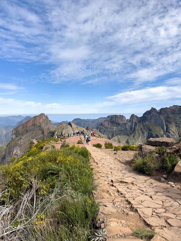 Hiking trail PR1 at the viewpoint of Pico Ruvio, Madeira, Portugal