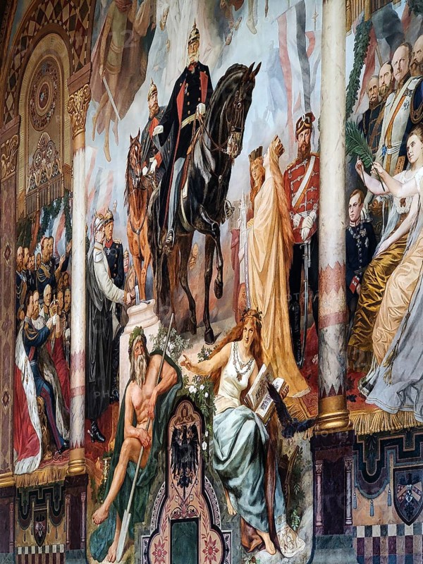 Central triptych with the Apotheosis of the Founding of the Empire by Hermann Wislicenus, mural, Kaisersaal Goslar, Lower Saxony, Germany
