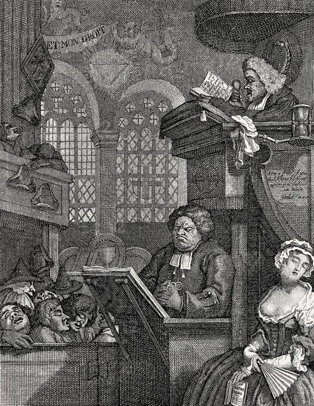 The sleeping congregation, 1762, caricature by William Hogarth, 1697-1764