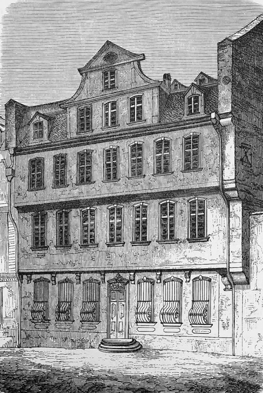 Goethe House in Frankfurt am Main, Großer Hirschgraben, birthplace, journey, Hesse, Germany, historical illustration 1885