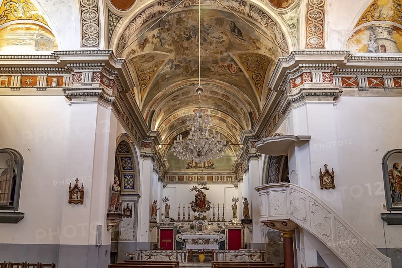 Interior of the Sainte Marie de l'Assomption church in the village of Cateri in Balagne near Calvi, Corsica, France