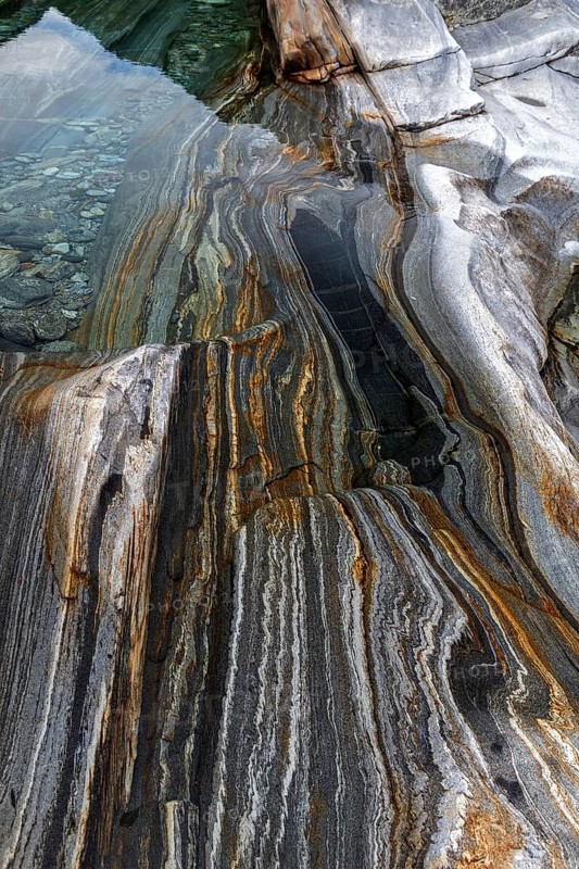 Rocks, rock structures, Verzasca River, near Lavertezzo, Verzasca Valley, Valle Verzasca, Canton Ticino, Switzerland