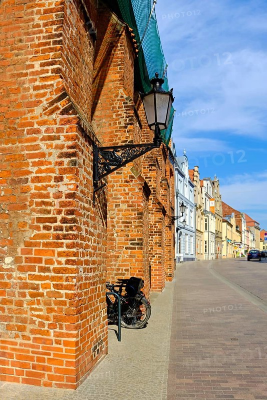 Brick structures of the Holy Spirit Church in Lübsche Straße, Old Town Hanseatic City of Wismar, Mecklenburg-Western Pomerania, Germany