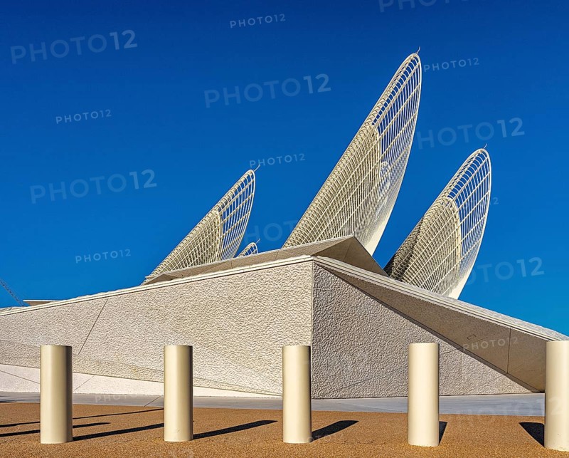 Zayed National Museum in Abu Dhabi, memorial to the late Zayed bin Sultan Al Nahyan, the museum is the heart of the cultural district on Saadiyat Island, Abu Dhabi, United Arab Emirates