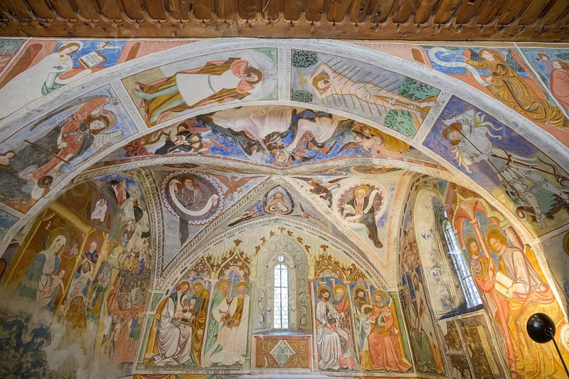 Gothic frescoes in the castle chapel of St Stephen, Morter, Latsch, South Tyrol, Italy