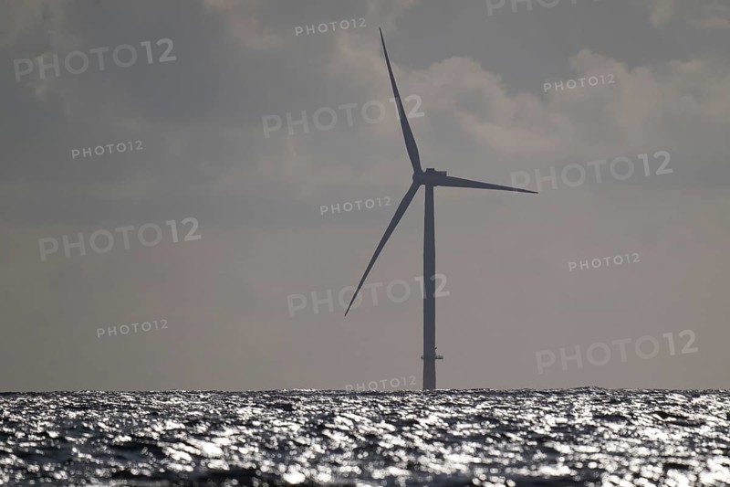 Wind turbine, offshore wind farm, Søndervig Strand, North Sea, Denmark