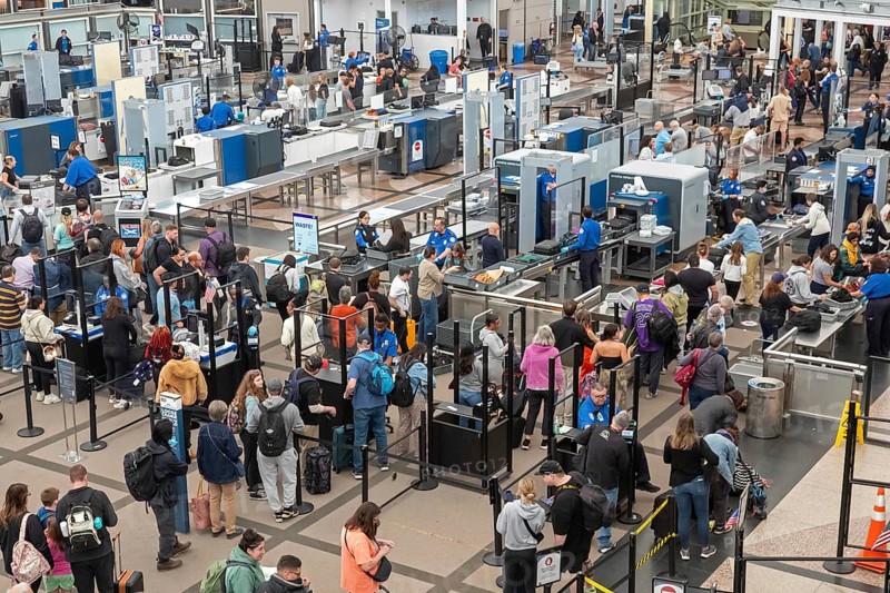 Denver, Colorado - TSA security screening at Denver International Airport
