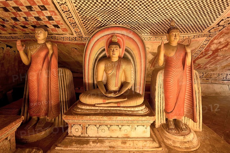 Buddha statues and murals in Dambulla Cave Temple, Dambulla, Sri Lanka