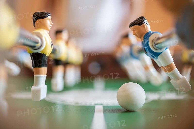 Table football view throw the hall in the table