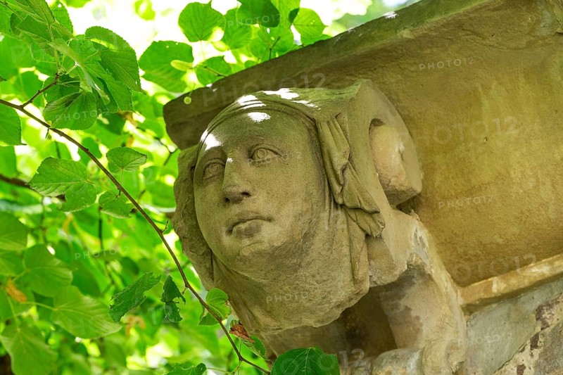 Left corner mask from Heinrich Schickhardt's house at Kanzleistraße 17 in Stuttgart, Städtisches Lapidarium, City of Stuttgart, Baden-Württemberg, Germany