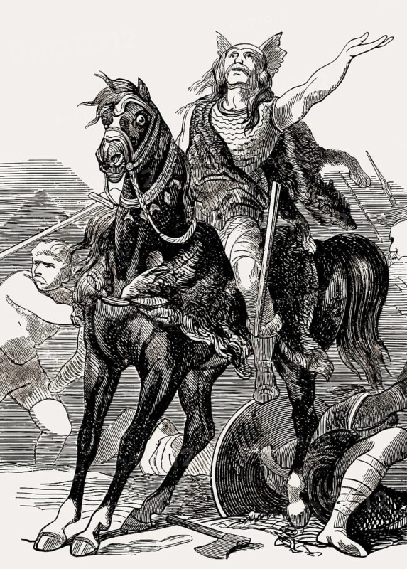 Clovis, Chlodovechus, Chlodwig I., Chlodowech, 466-511, King of the Franks of the Merovingian dynasty, at the Battle of Tolbiac, 5th century