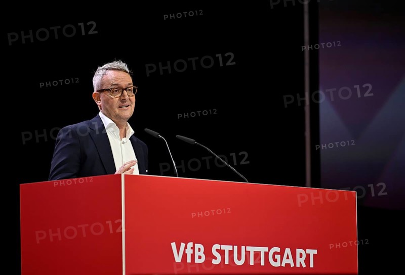 Chairman of the Board Alexander Wehrle VfB Stuttgart gives speech, General Meeting VfB Stuttgart 2025, Hanns-Martin-Schleyer-Halle, Stuttgart, Baden-Württemberg, Germany
