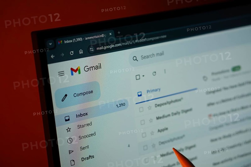 Dhaka, Bangladesh- 05 May 2025: A close-up view of Gmail is shown on a computer screen