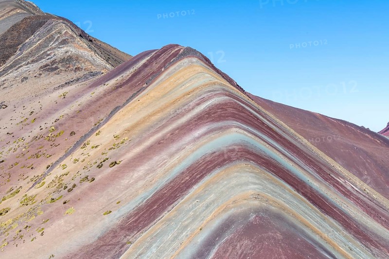 Vinicunca, Rainbow Mountain, coloured sediment layers, Cusipata district, Cusco, Peru