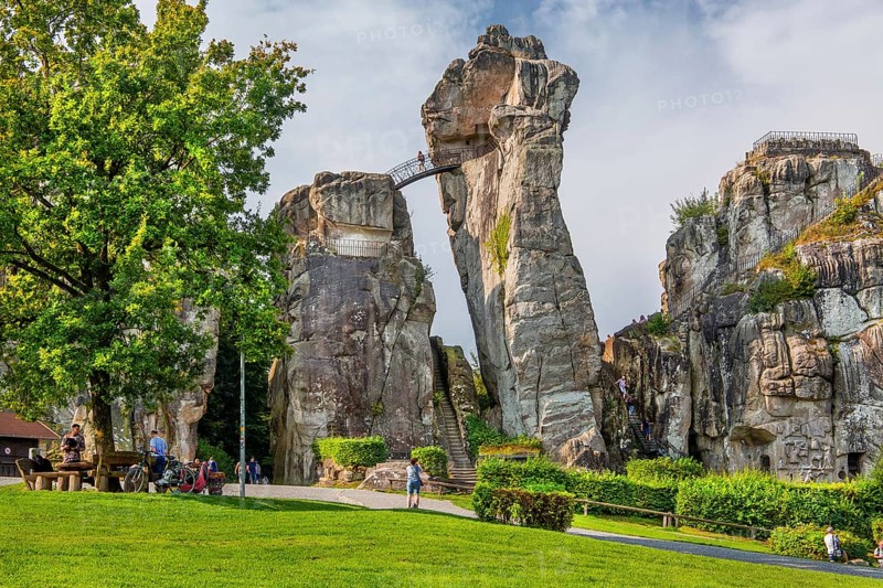 Externsteine, sandstone rock formation. Horn-Bad Meinberg, Teutoburg Forest, North Rhine-Westphalia, Germany