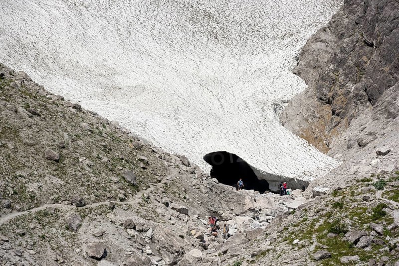 Ice chapel, year-round snowfield below the Watzmann east face, Schönau, Königssee, Berchtesgaden National Park, Berchtesgadener Land, Bavaria, Germany