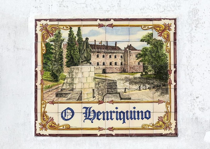 Ceramic tiles depicting Ducal palace and statue of Dom Afonso Henriques, Guimaraes, northern Portugal