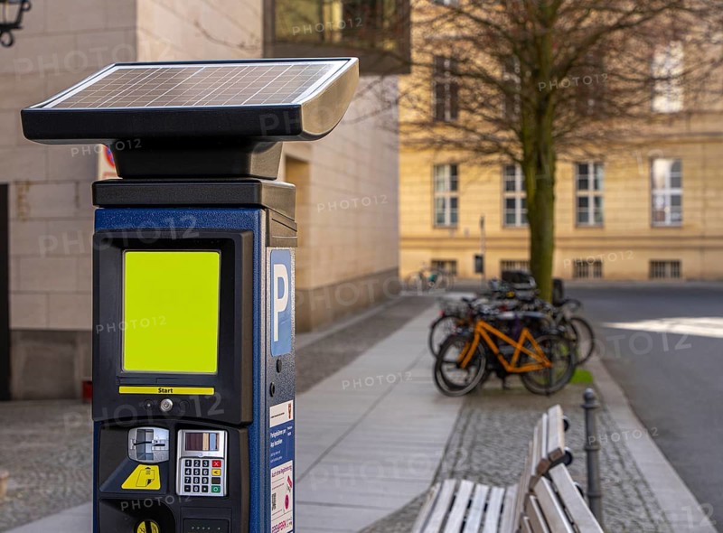 Modern parking machines, road traffic in Berlin