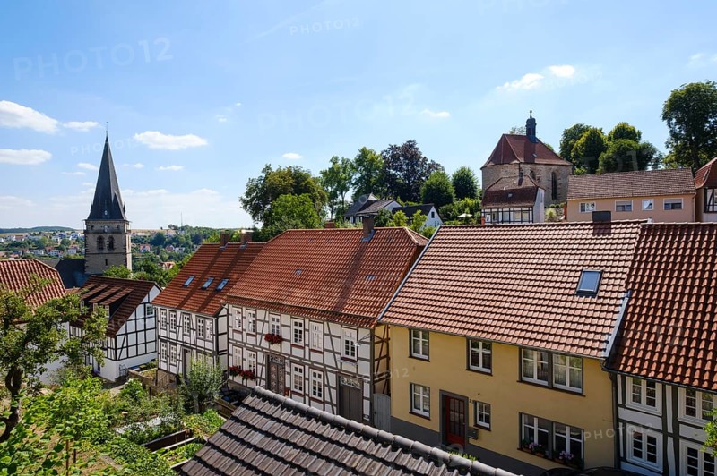 Old Town with Old Town Church and Erasmus Chapel, Warburg, North Rhine-Westphalia, Germany