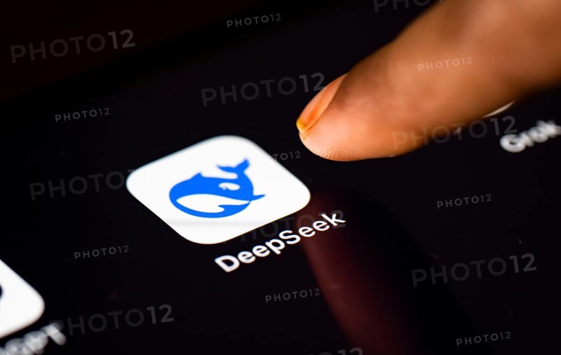 In this photo Illustration a person taps Deepseek App icon on a tablet device on 24 May 2025 in New Delhi, India