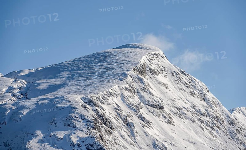Hohes Brett summit with snow, view from Jenner, Berchtesgaden National Park, Berchtesgaden Alps, Schönau am Königssee, Berchtesgadener Land, Bavaria, Germany