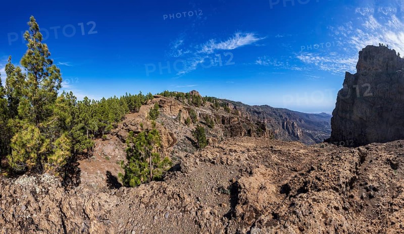 View from El Campanario to the summit of Pico de las Nieves, Gran Canaria, Canary Islands, Spain
