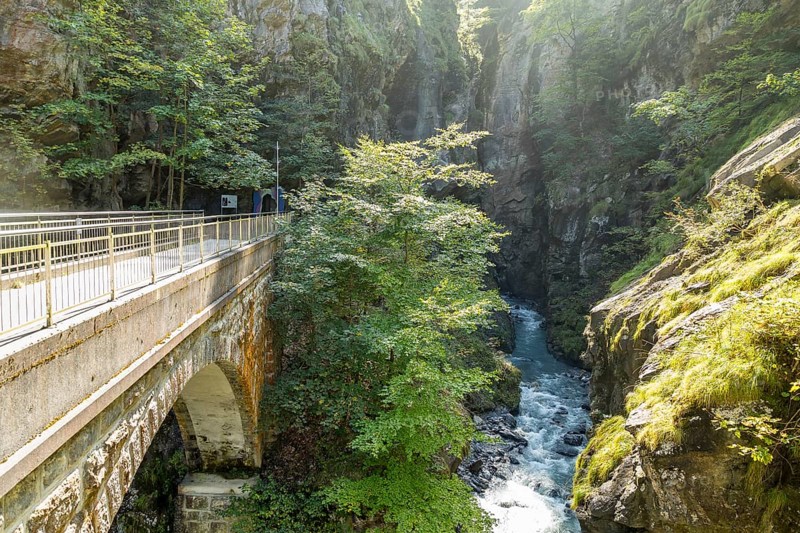 The narrow gorge of the Tamina near the warm water spring, Bad Pfäfers, St. Gallen, Switzerland