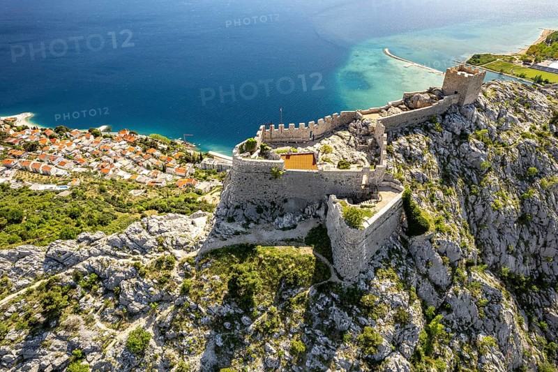 Starigrad Fortress and Omis seen from the air, Croatia