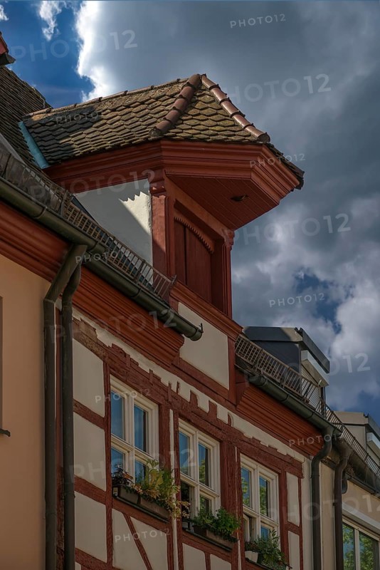 Historic roof lift bay, Geiersberg 17, Nuremberg, Middle Franconia, Bavaria, Germany