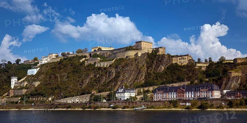The Rhine with Ehrenbreitstein Fortress, Koblenz, Rhineland-Palatinate, Germany