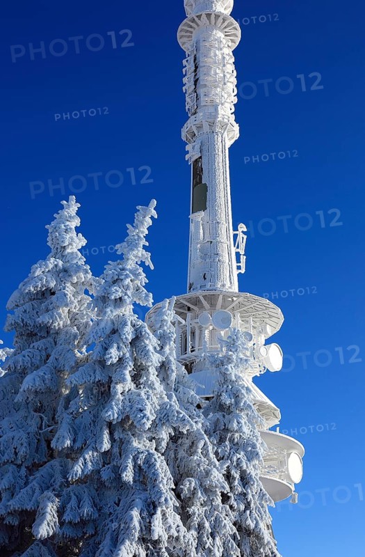 Ochsenkopf transmitter and radio relay node, TV tower, Fichtelgebirge, Bayreuth district, Upper Franconia, Bavaria, Germany