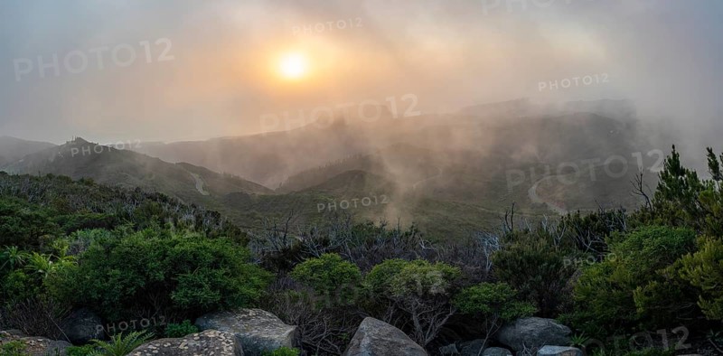 Sunset, view from the mountain Alto de Garajonay, Garajonay National Park, La Gomera, Canary Island, Spain