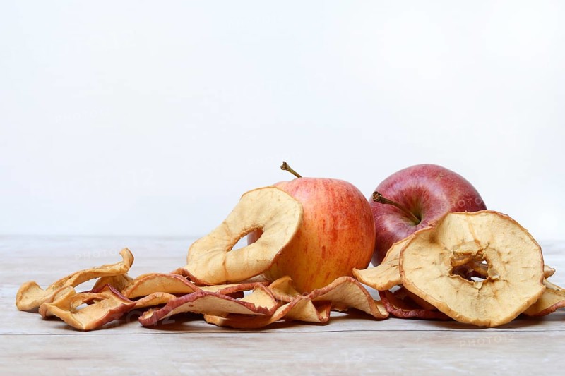 Apples and dried apple rings, dried fruit