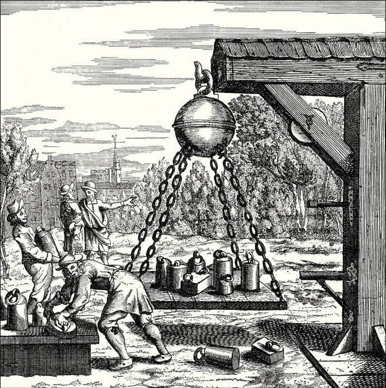 The Magdeburg hemispheres, vacuum experiment by Otto von Guericke, 17th century