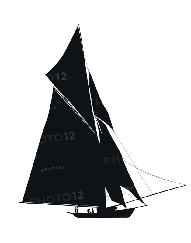 Sailing ship silhouette against white background, vector illustration